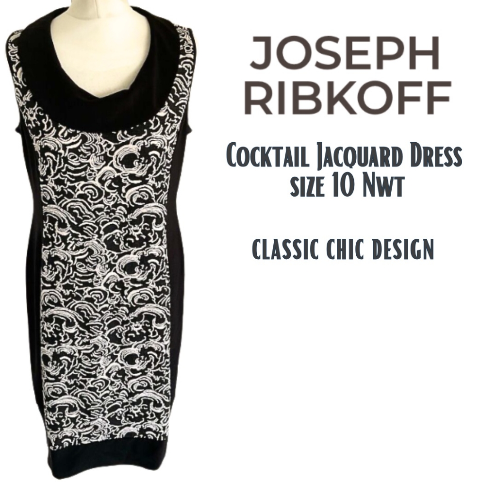 Nwt Joseph Ribkoff Classic Cocktail Jacquard Dress Size 10